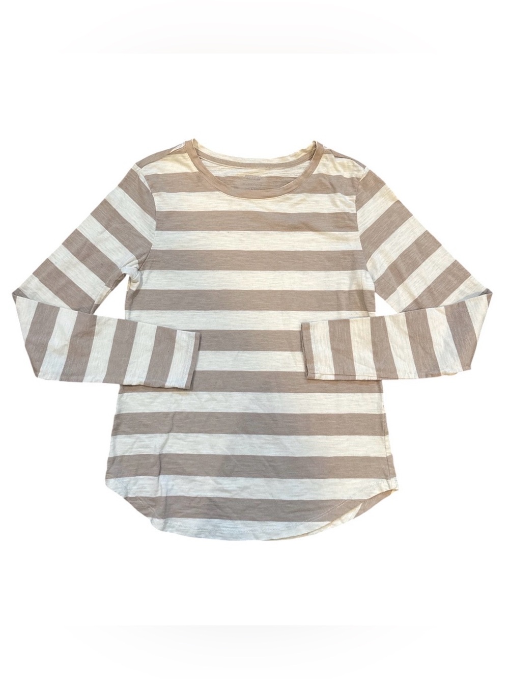 Sonoma Beige & White Striped Long-Sleeve Tee